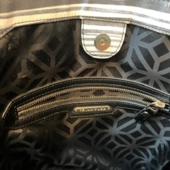 Trina Turk tote light blacks and faded grays on white. - Picture 6 of 10